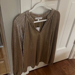 LOFT Metallic Gold Blouse